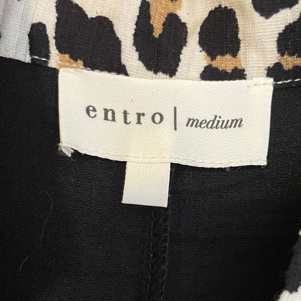 Black Top with Leopard Print Trim - Picture 3 of 4